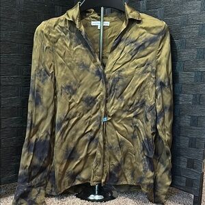 Young Fabulous & Broke Olive Tie-Dye Button Down Shirt